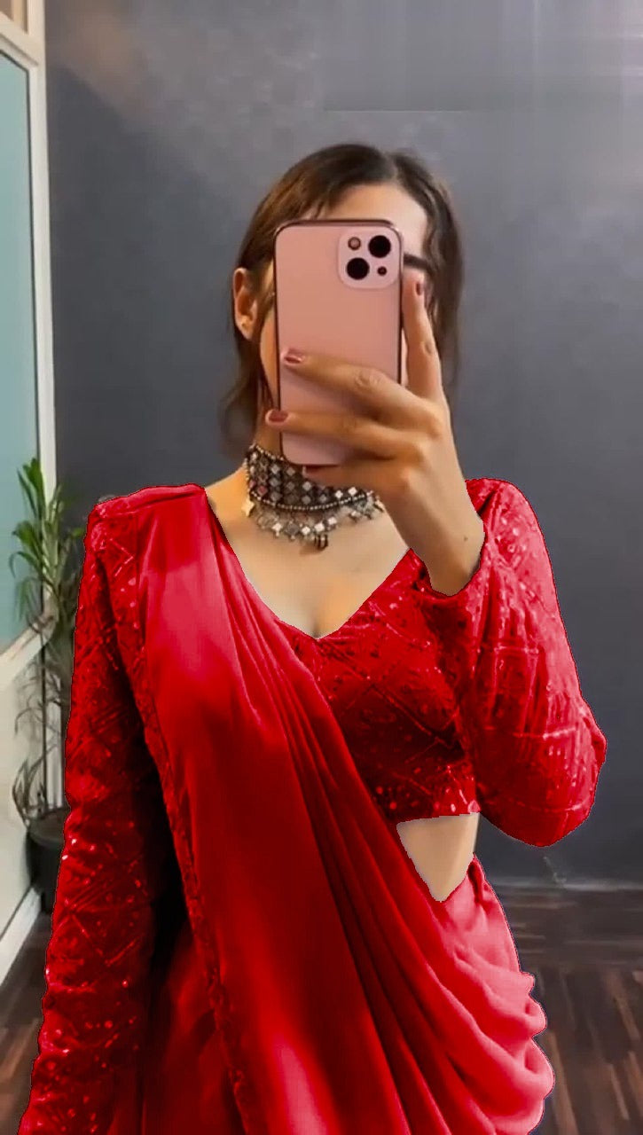 Dark Royal Red Color Hand Chikankari on Silk Mark Georgette Saree | Indian  saree blouses designs, Jamdani saree, Dhakai jamdani saree