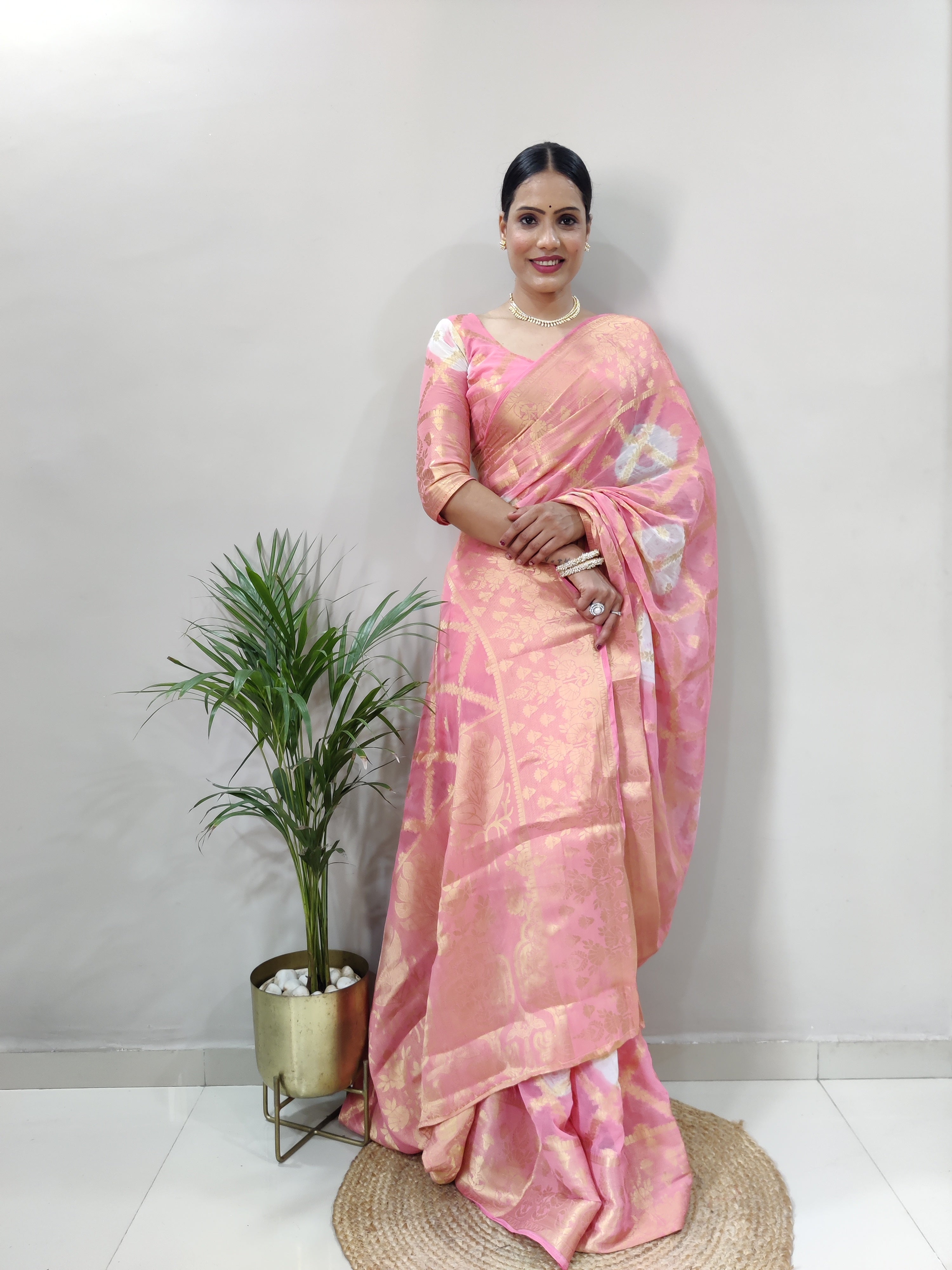 Beautiful Chiffon Banarasi Ready To Wear Saree