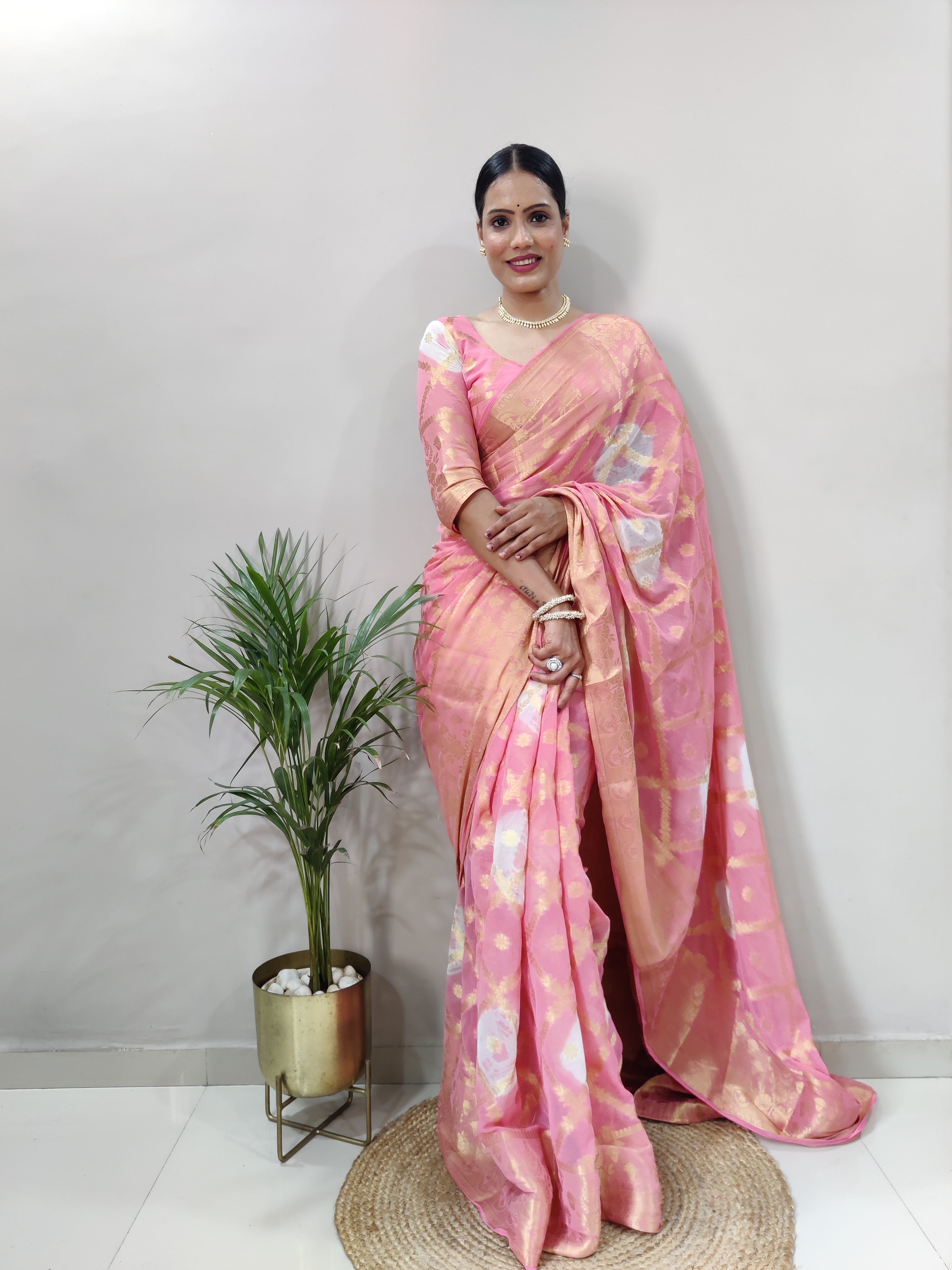 Beautiful Chiffon Banarasi Ready To Wear Saree