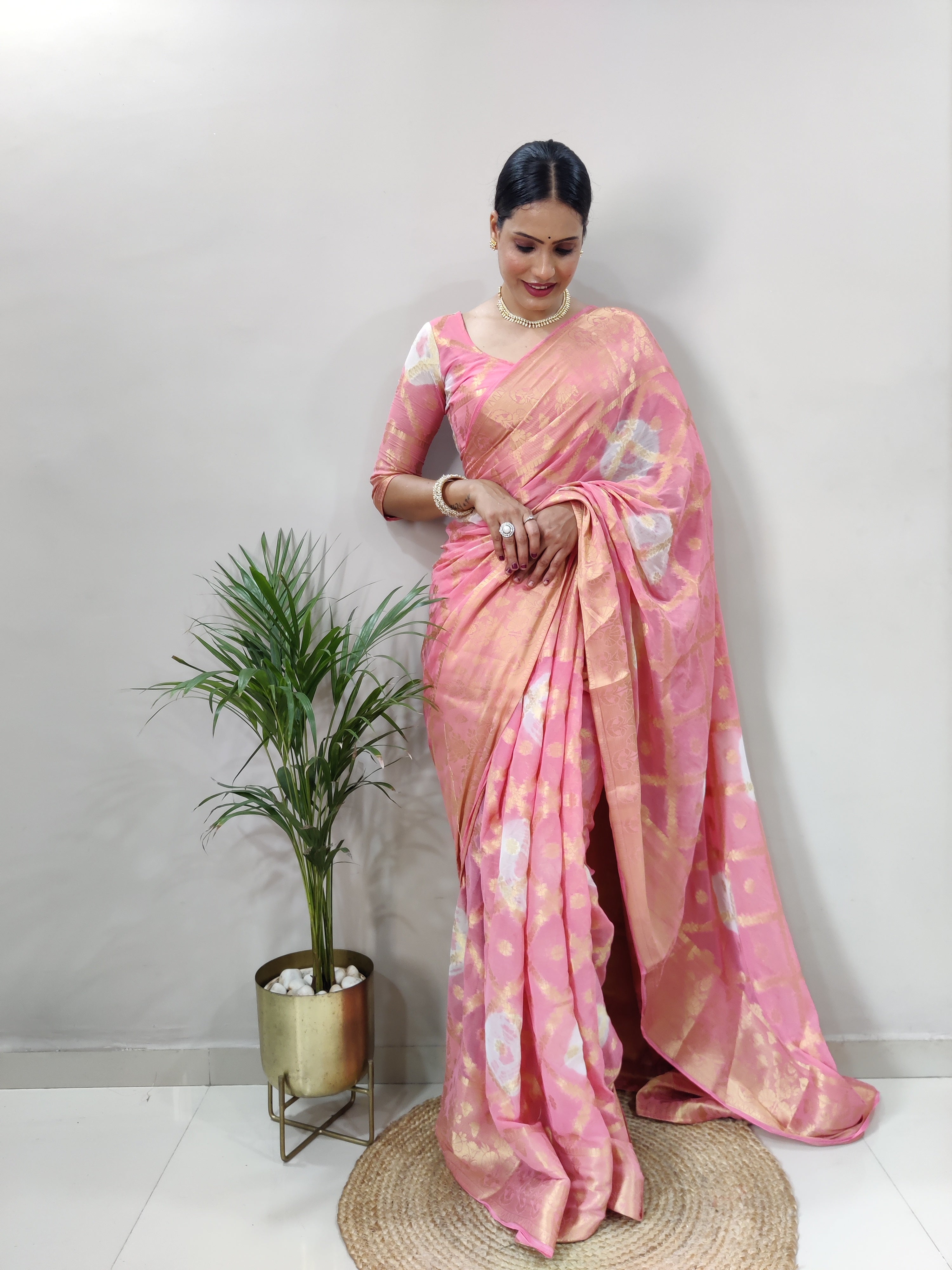 Beautiful Chiffon Banarasi Ready To Wear Saree