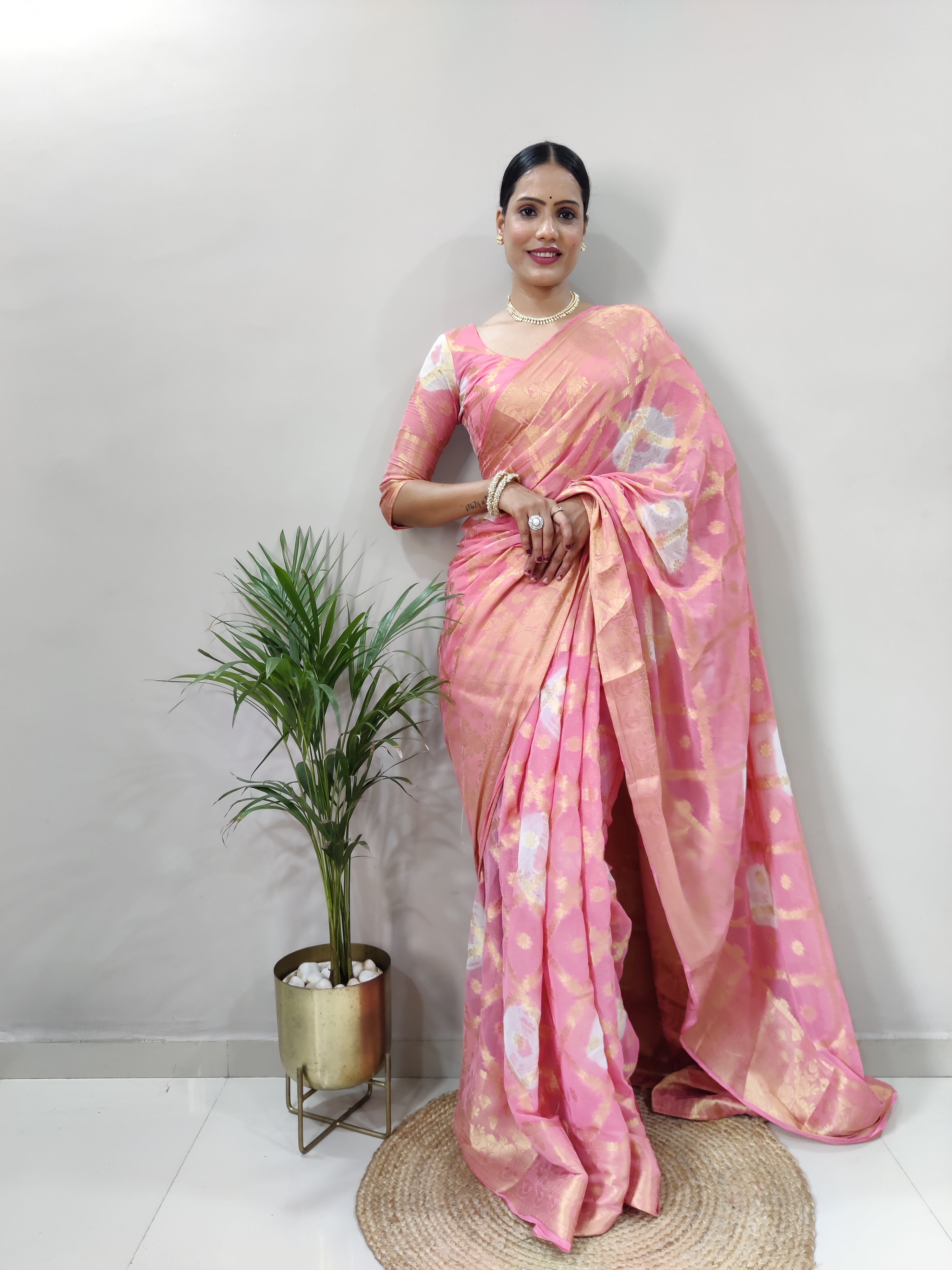 Beautiful Chiffon Banarasi Ready To Wear Saree