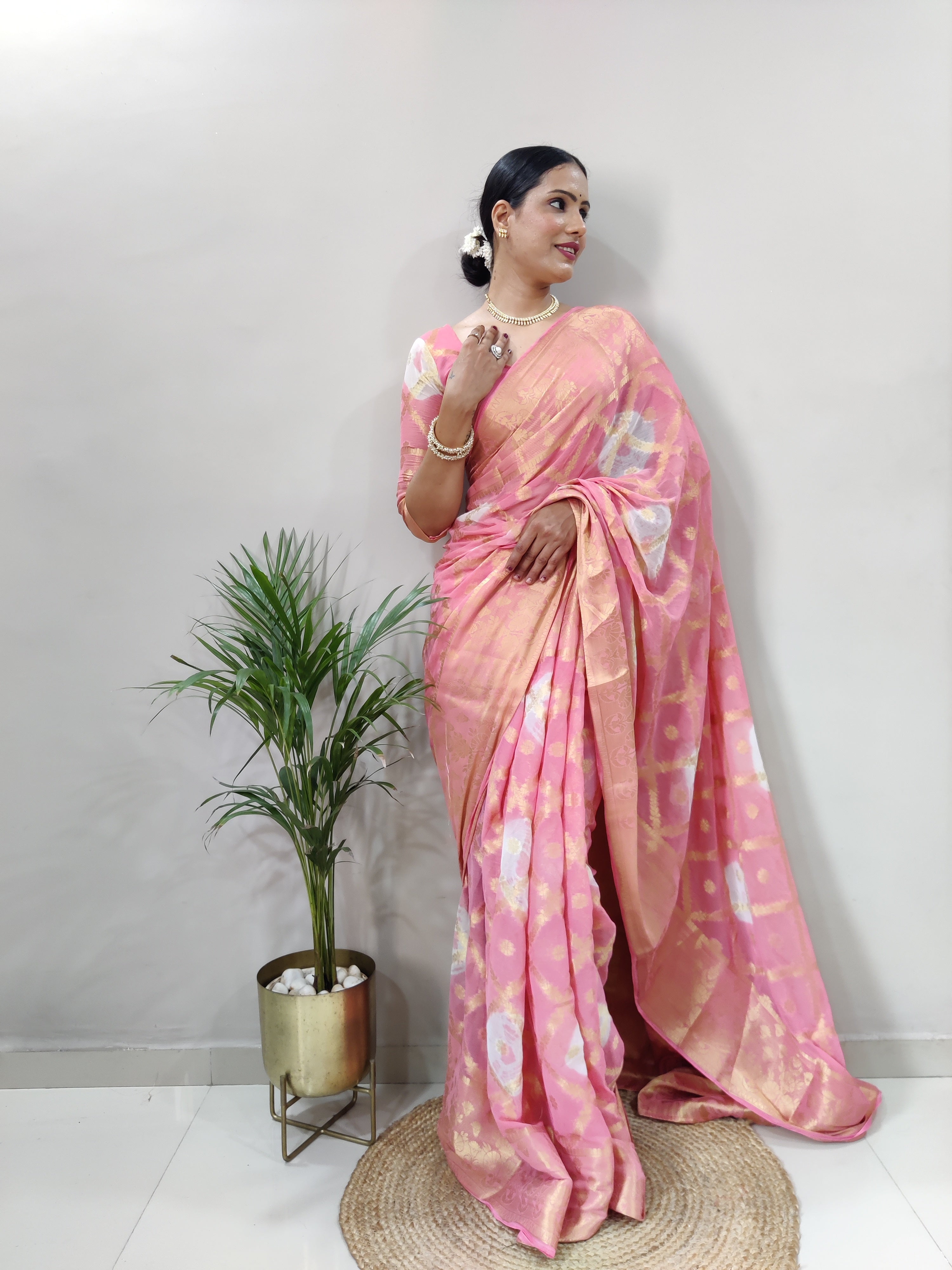 Beautiful Chiffon Banarasi Ready To Wear Saree