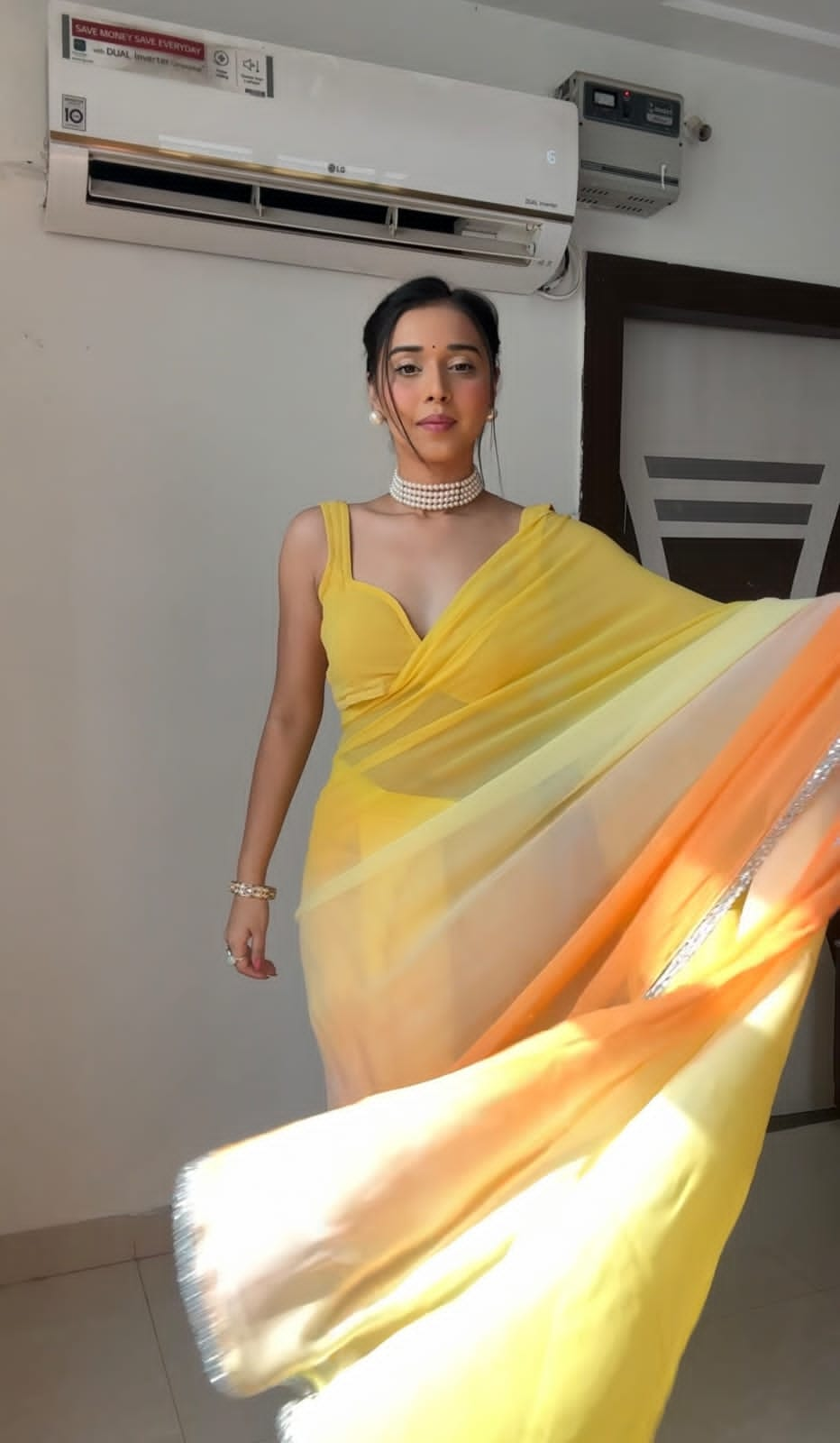 Yellow booming silk ready to wear saree | Ready to wear saree, Saree  designs, Ready to wear