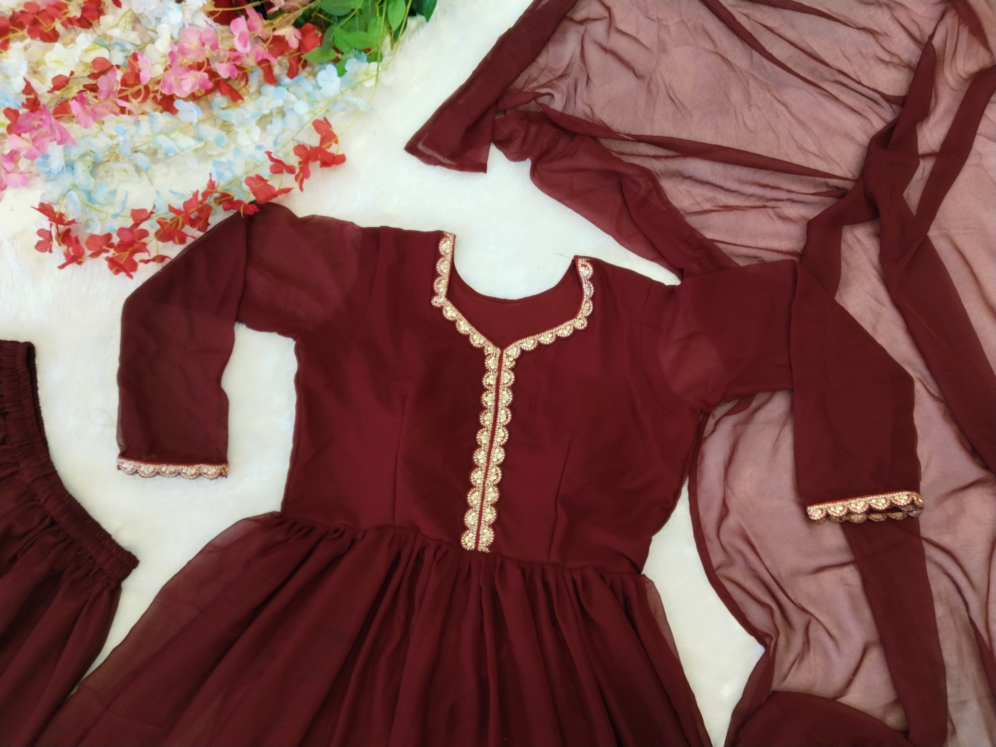 Maroon Lace Suit