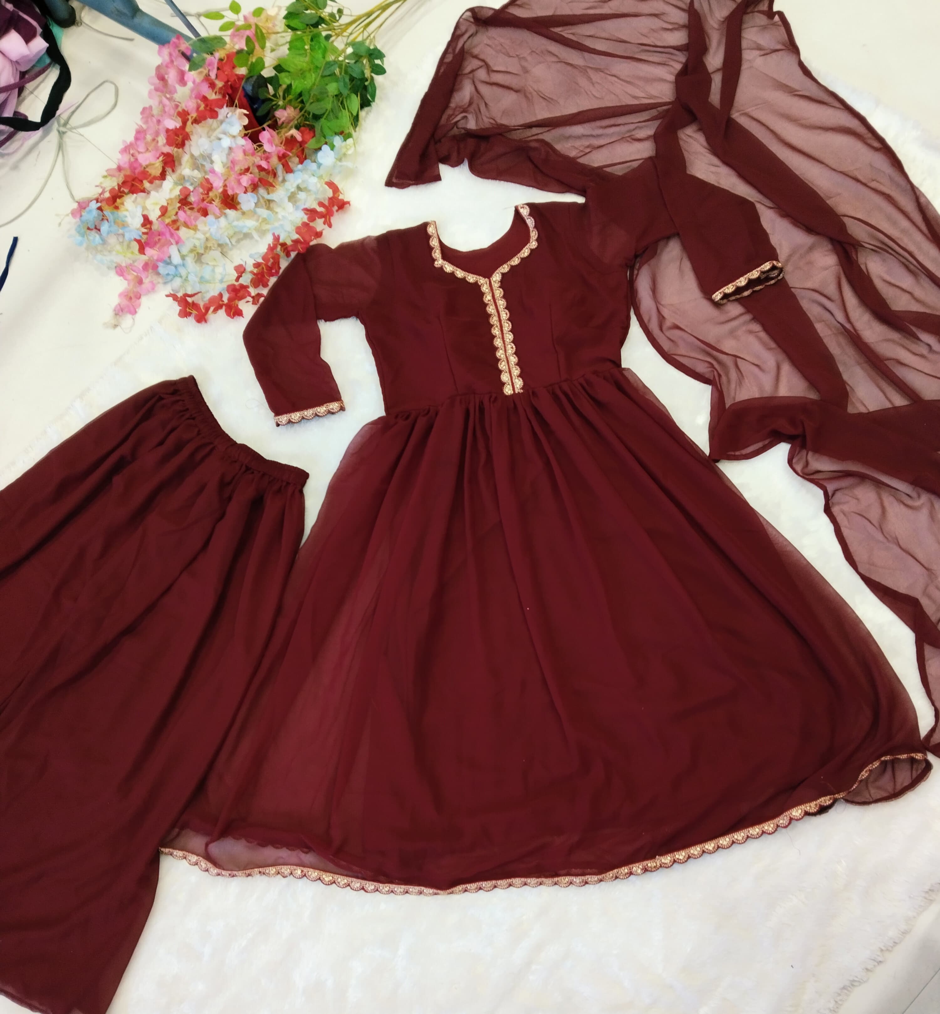 Maroon Lace Suit