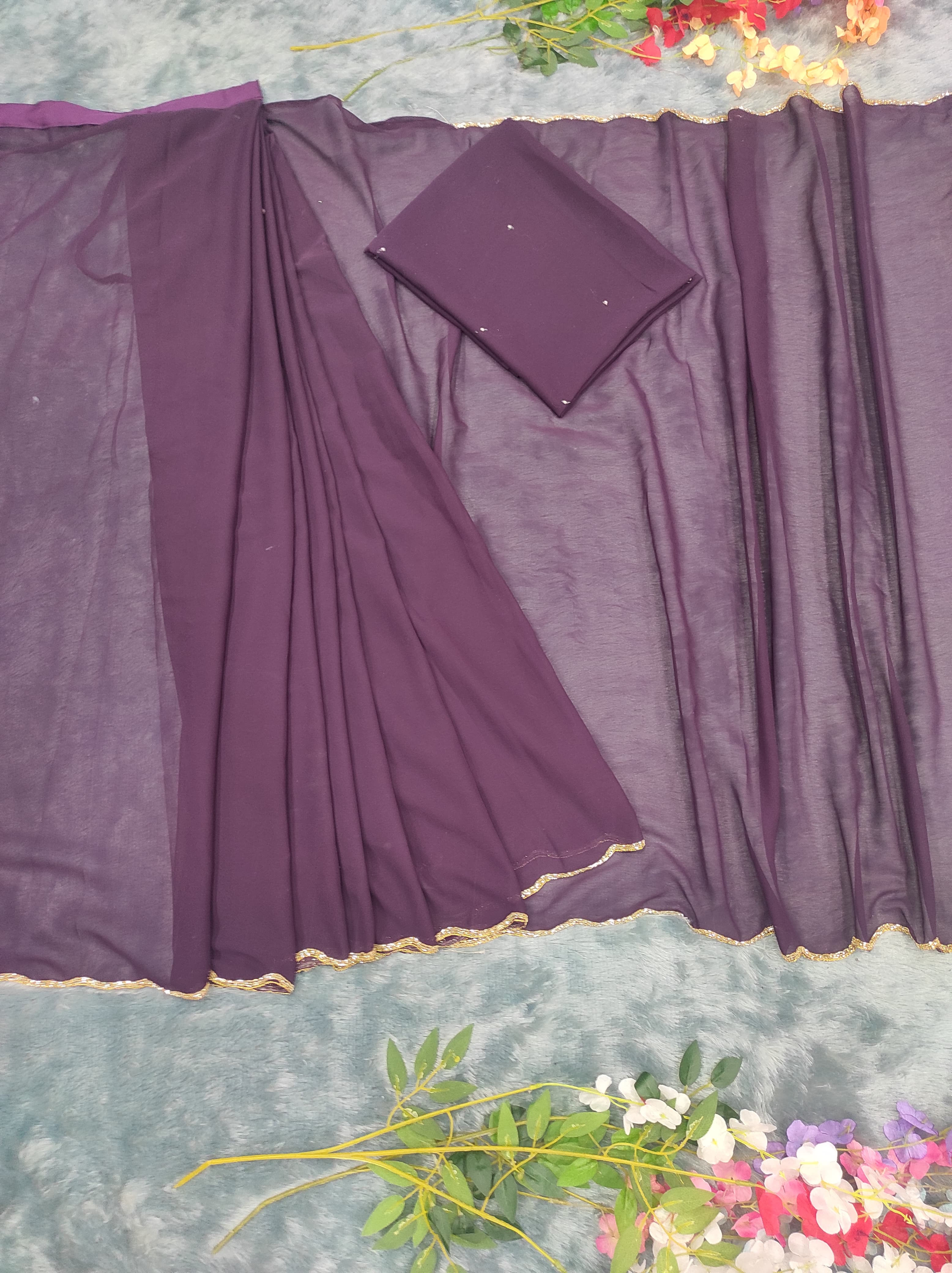 Wine Handwork Saree