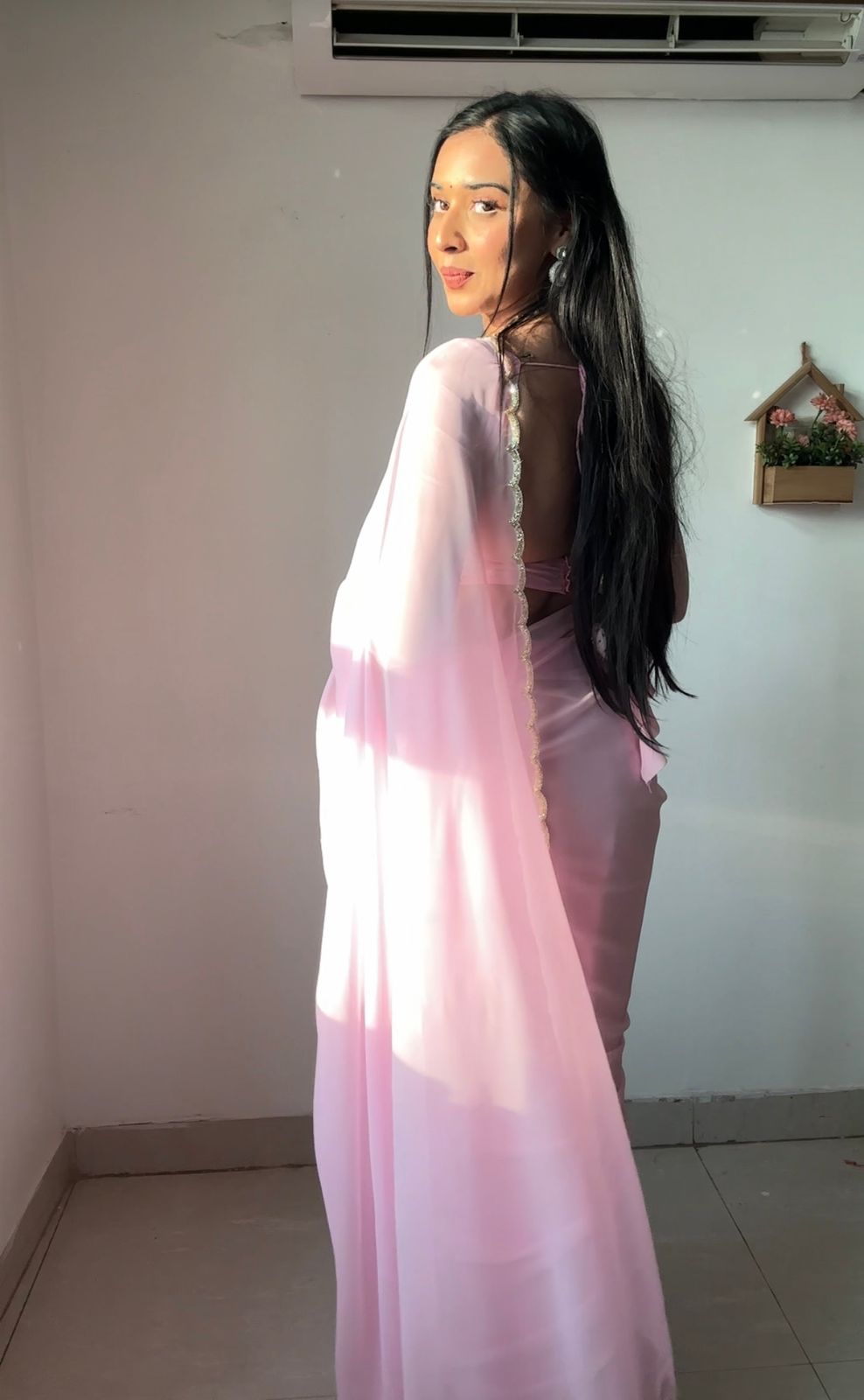 Baby Pink Handwork Saree