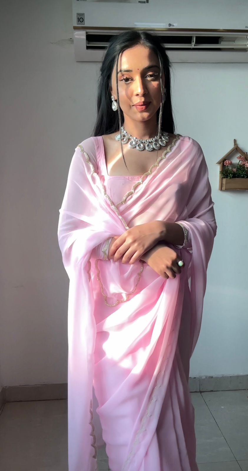 Baby Pink Handwork Saree