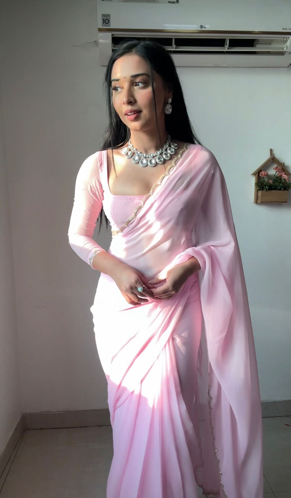 Baby Pink Handwork Saree