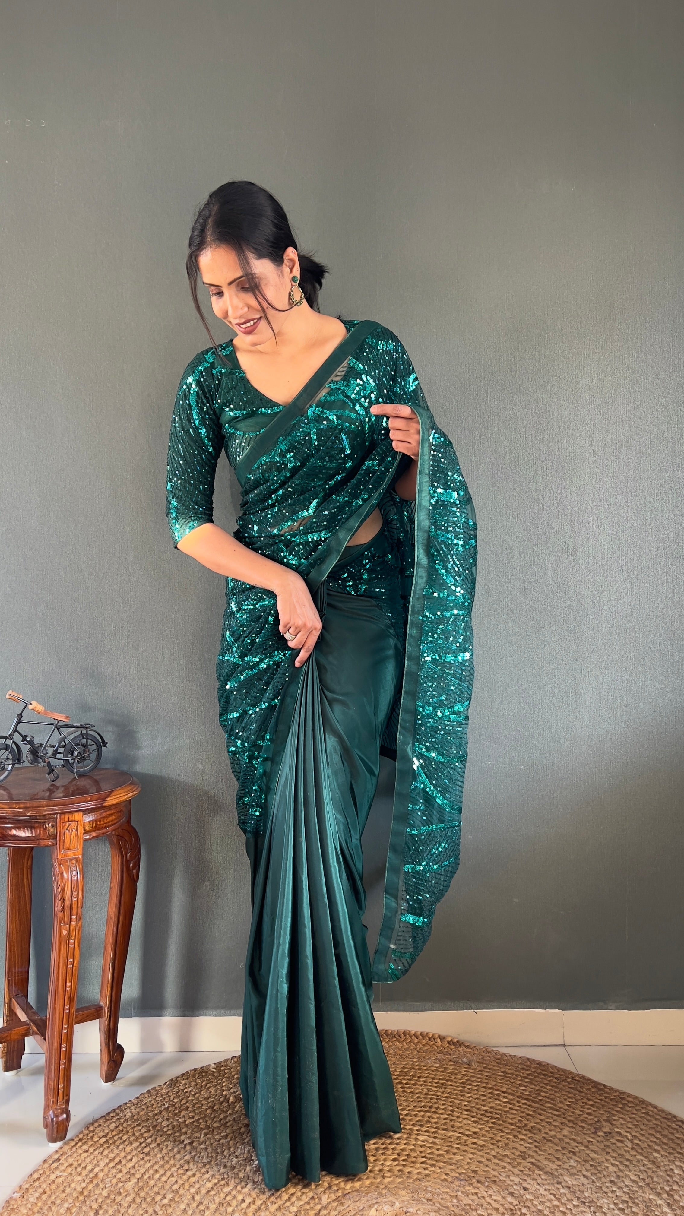 Half Half Pre Drape Saree