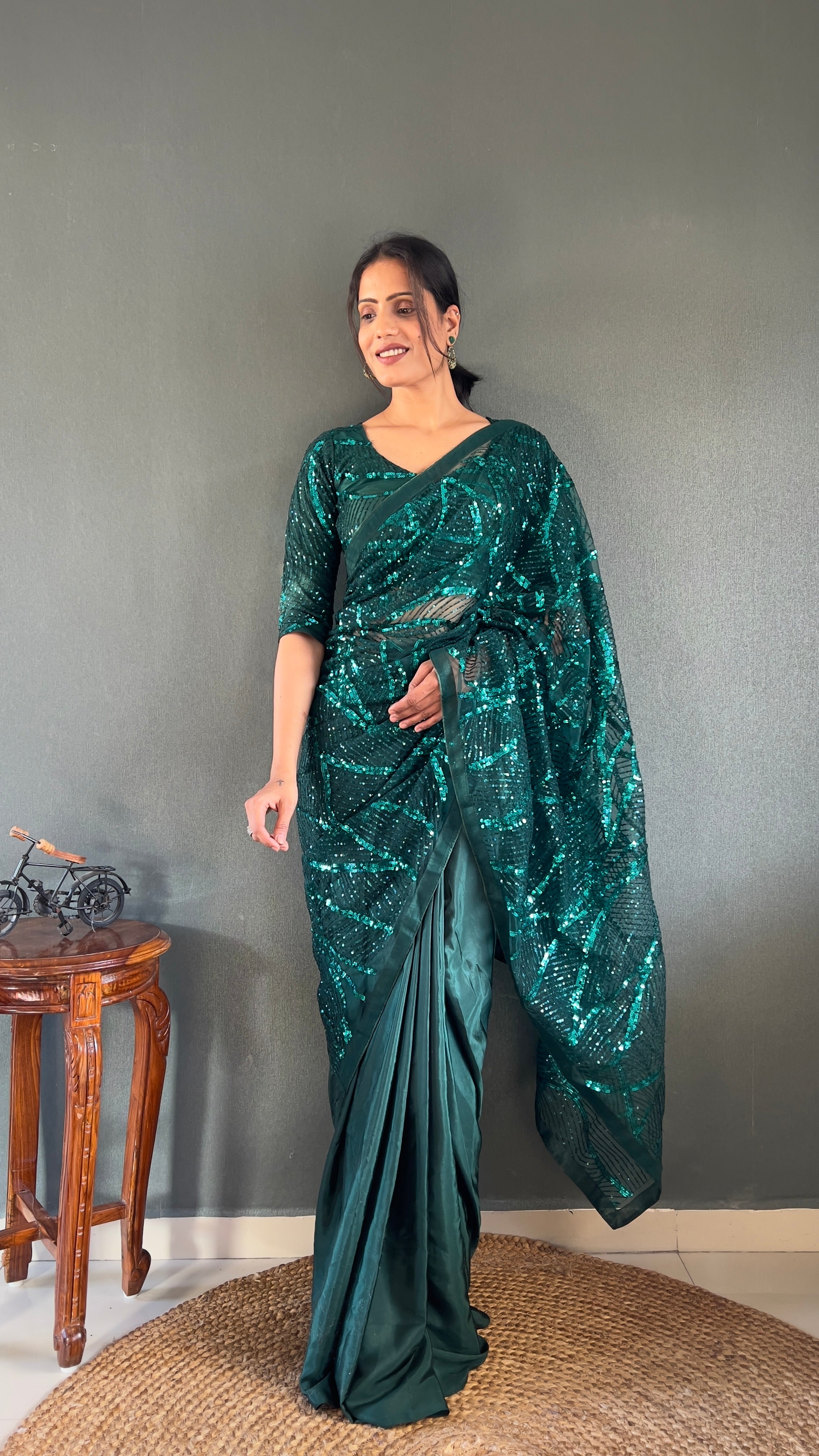 Half Half Pre Drape Saree