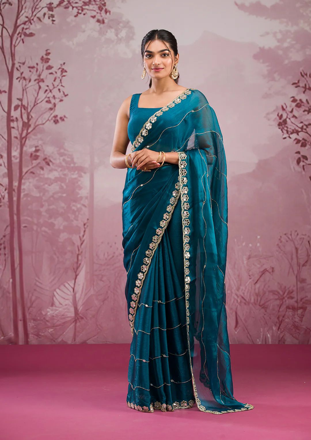 Real Mirror Work Sarees