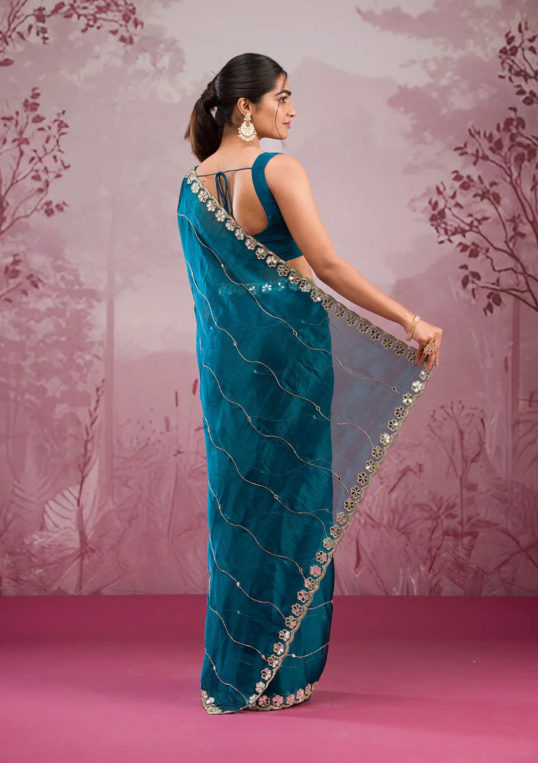 Real Mirror Work Sarees