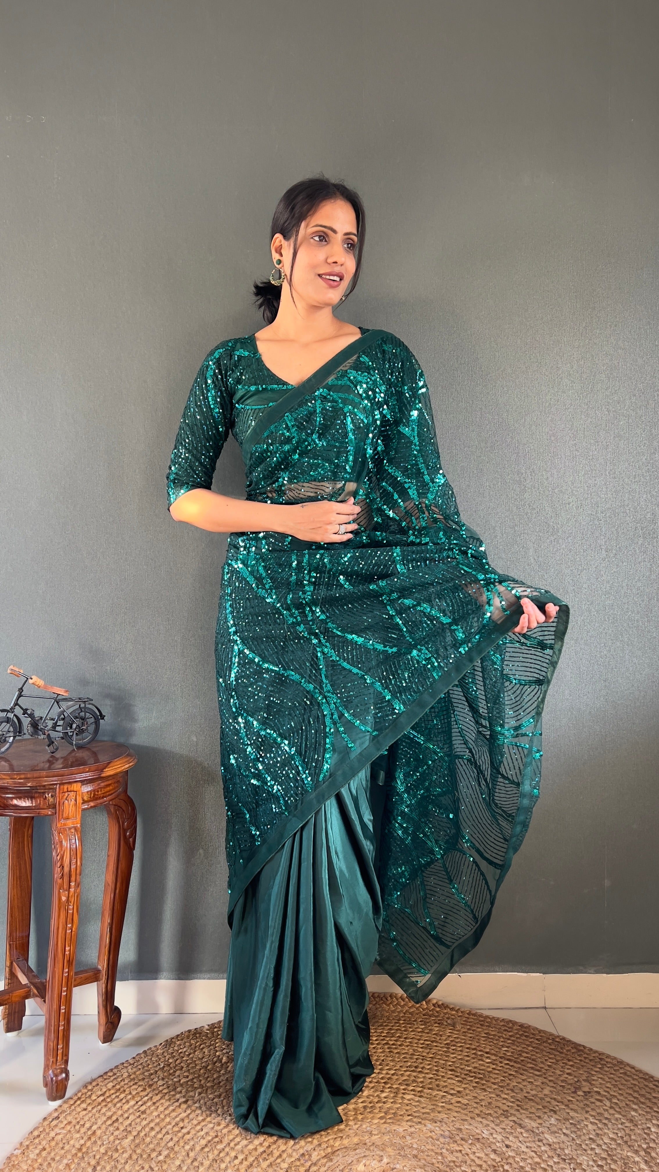 Half Half Pre Drape Saree