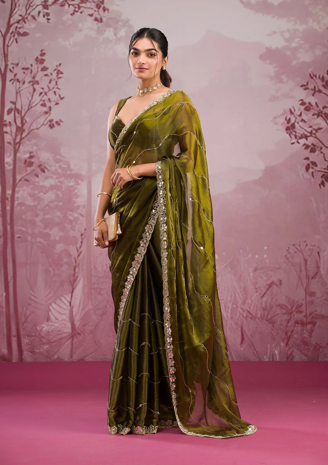 Real Mirror Work Sarees