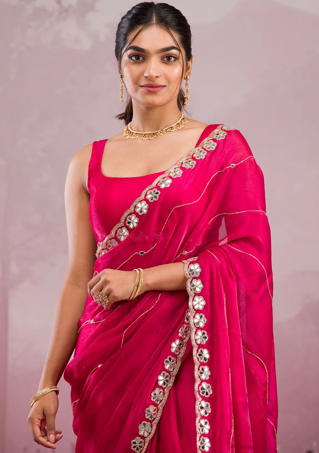 Real Mirror Work Sarees