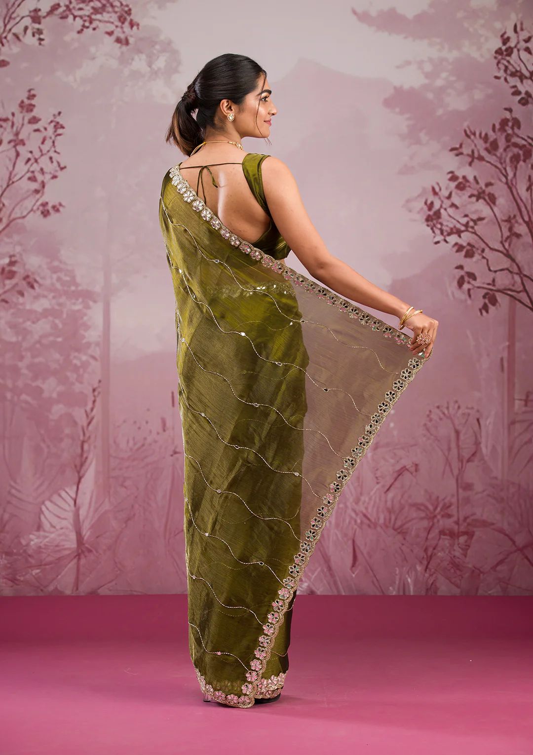 Real Mirror Work Sarees