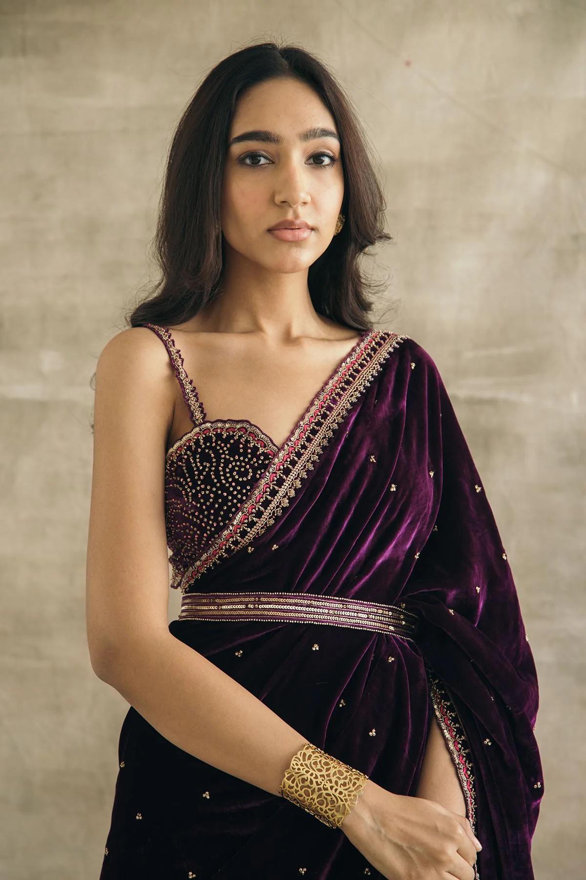 Pure Velvet Drape Saree