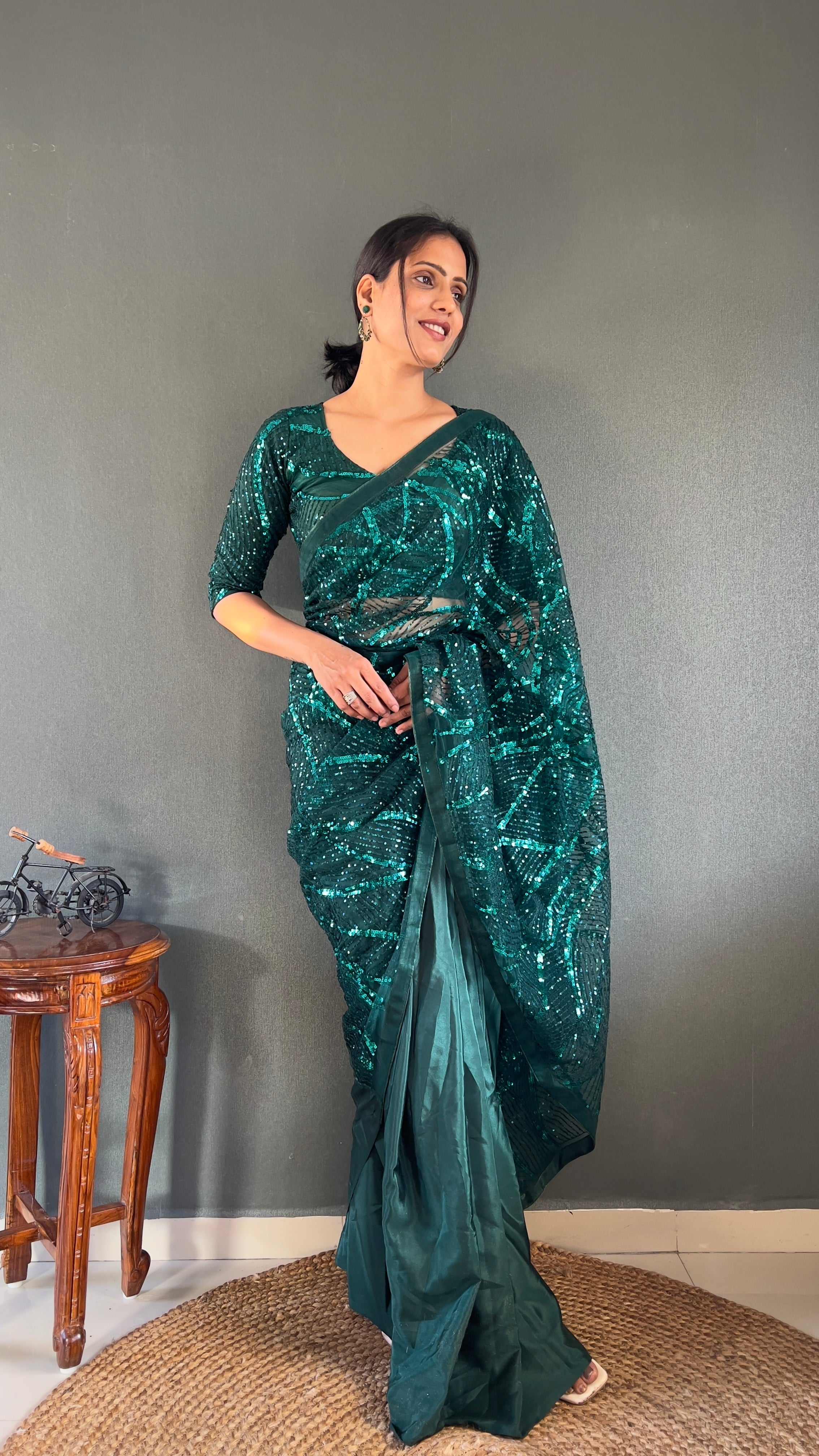 Half Half Pre Drape Saree