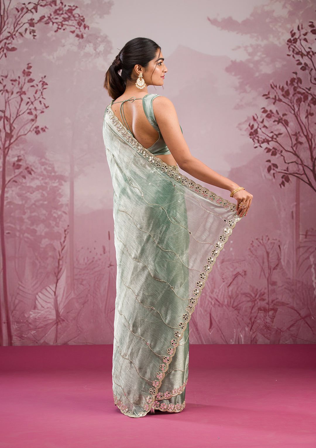 Real Mirror Work Sarees