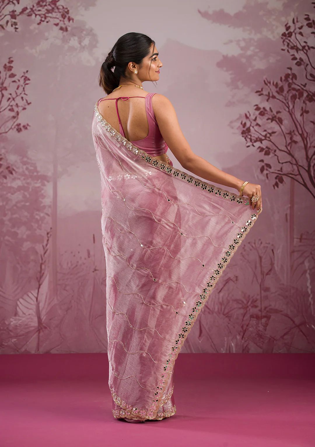 Real Mirror Work Sarees