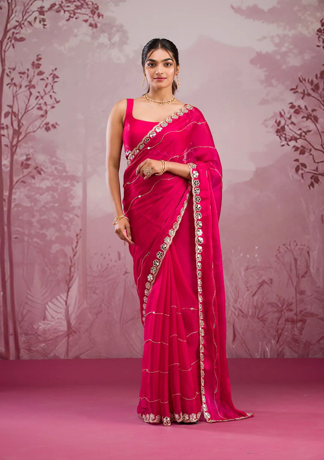 Real Mirror Work Sarees