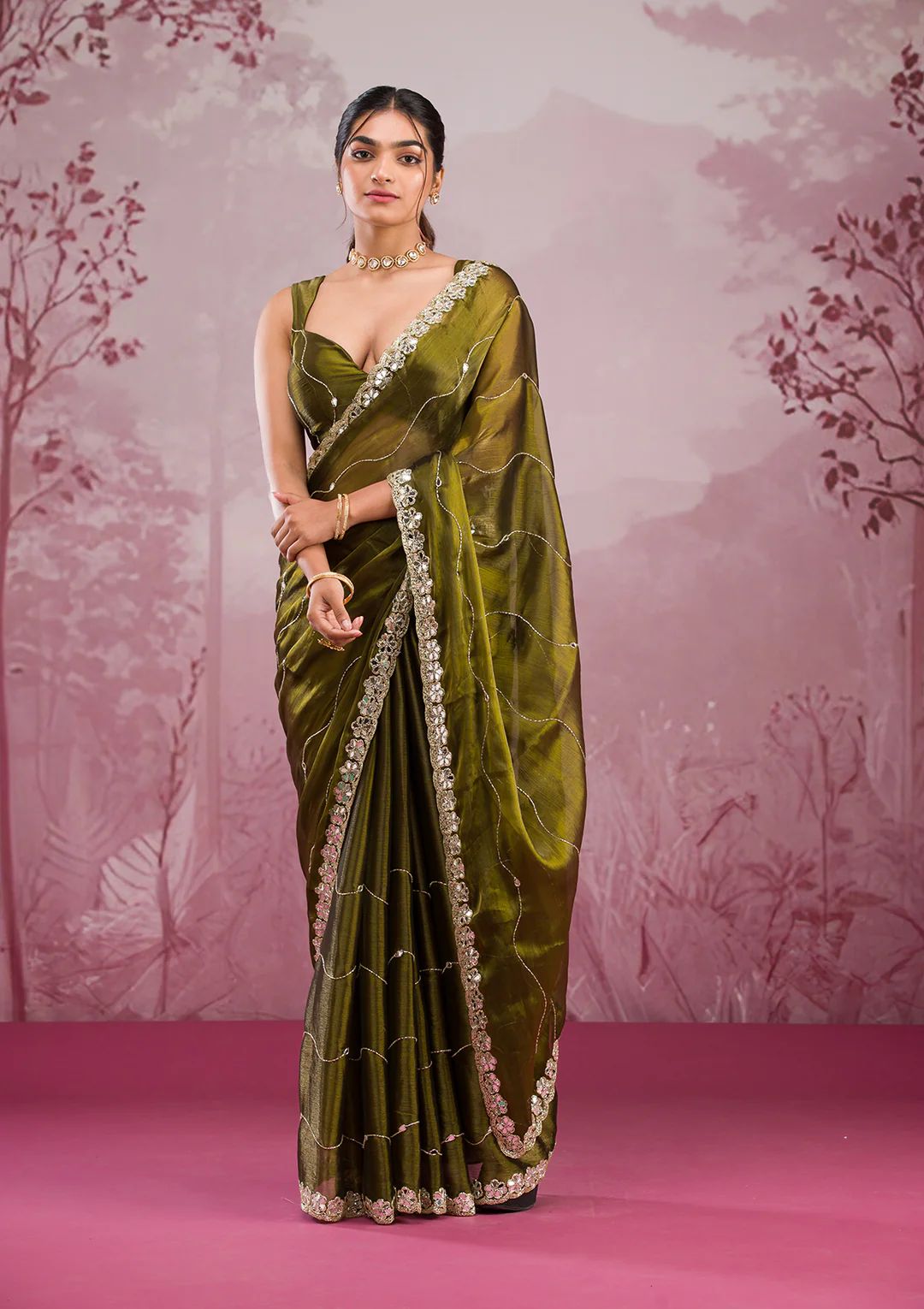 Real Mirror Work Sarees