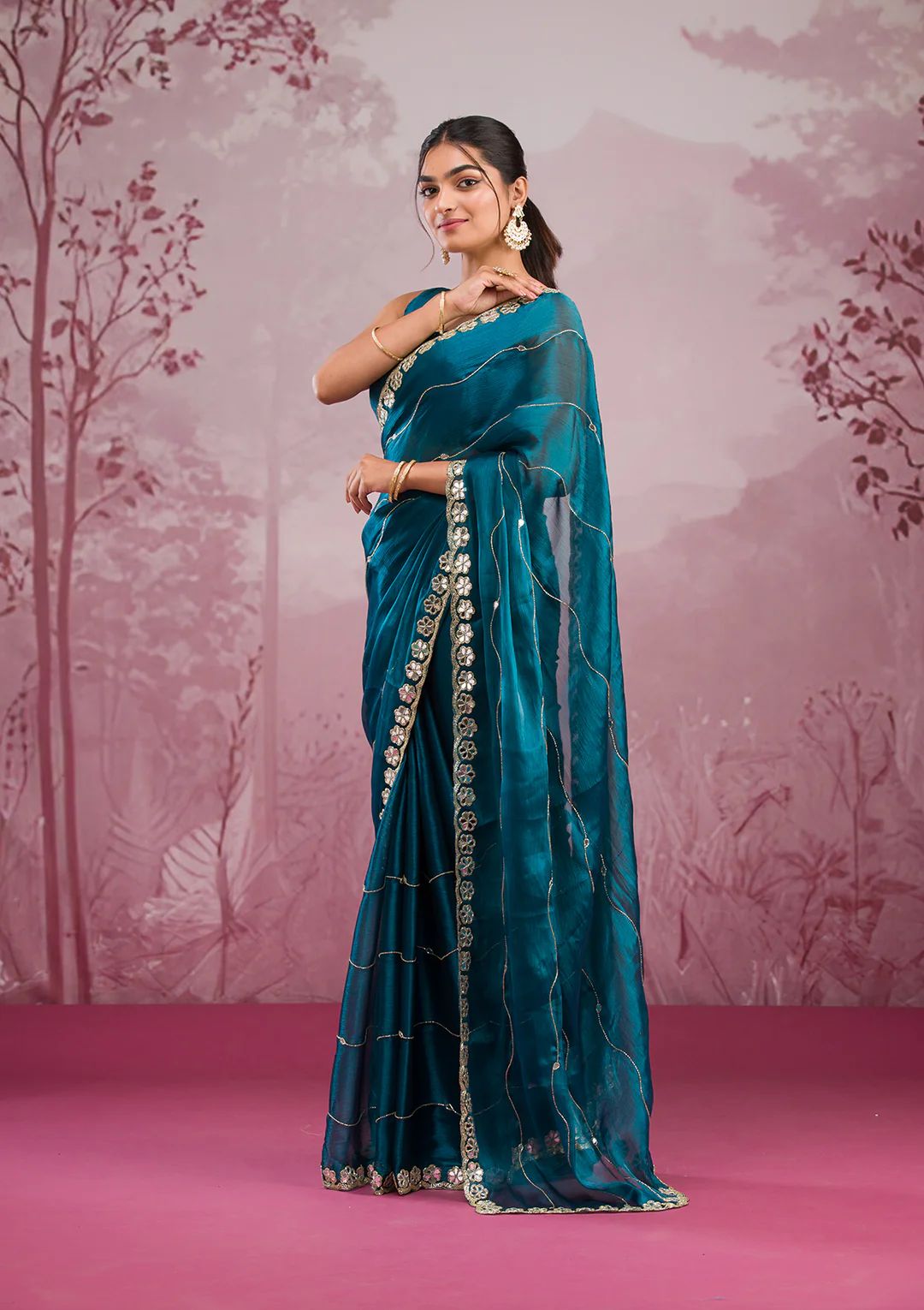 Real Mirror Work Sarees