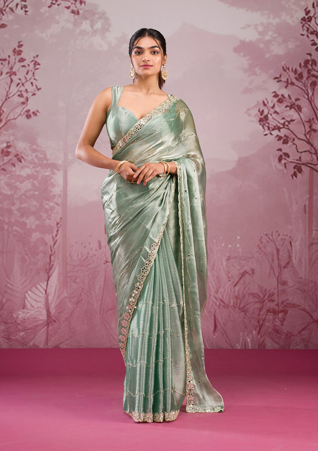 Real Mirror Work Sarees