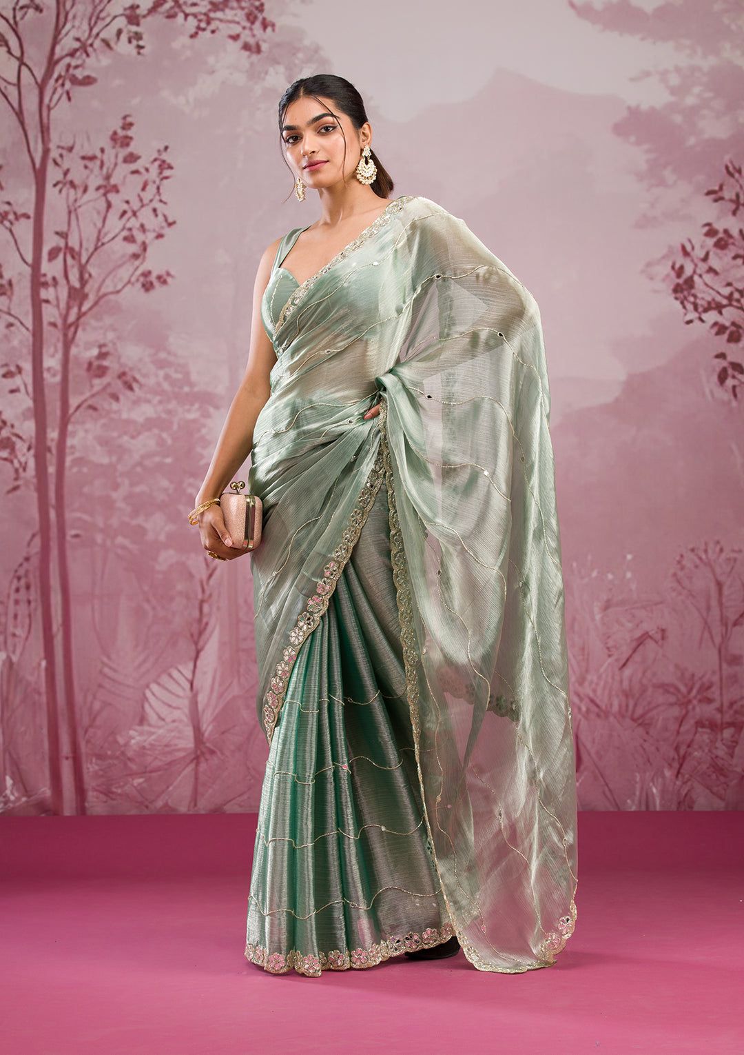 Real Mirror Work Sarees