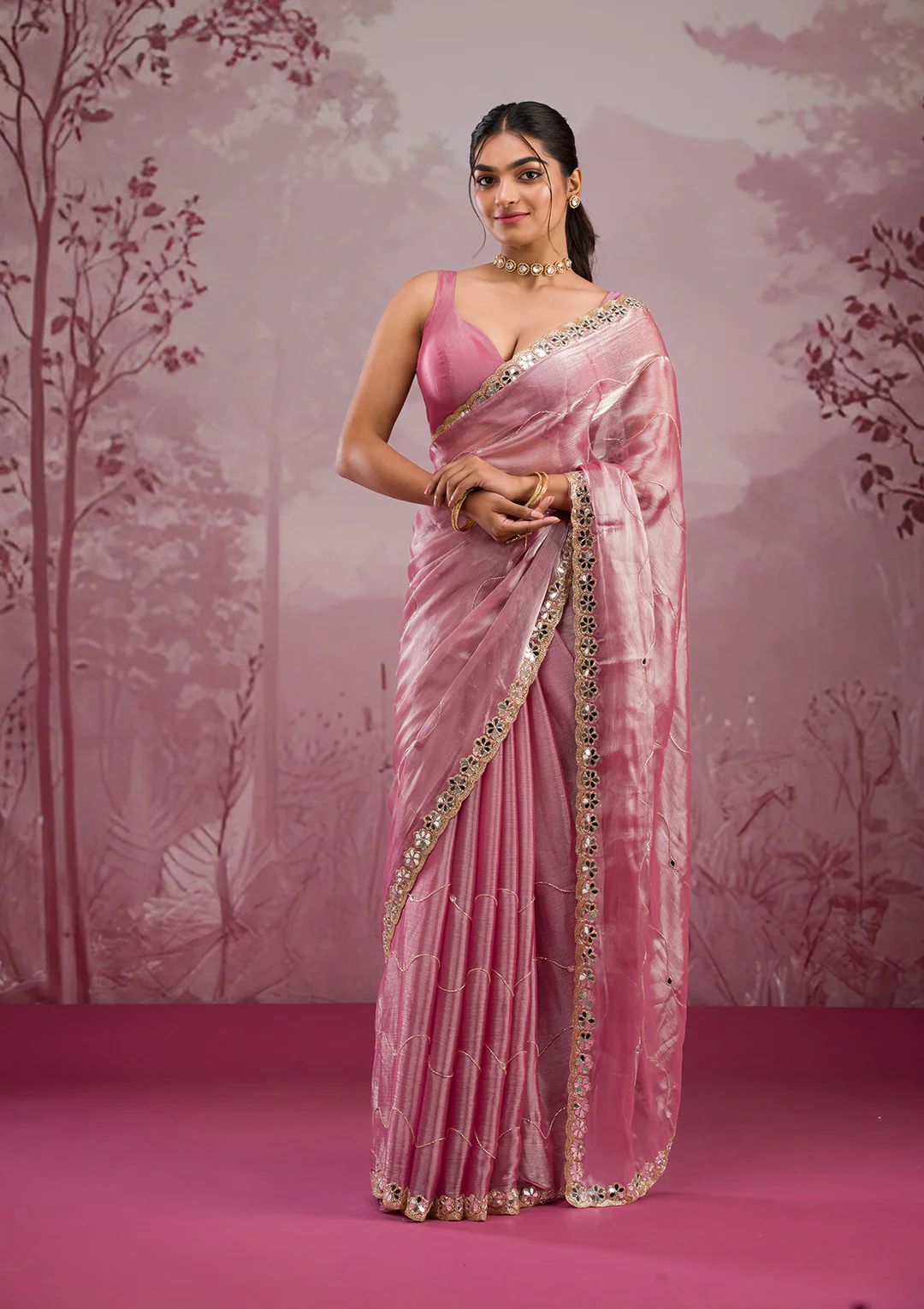 Real Mirror Work Sarees