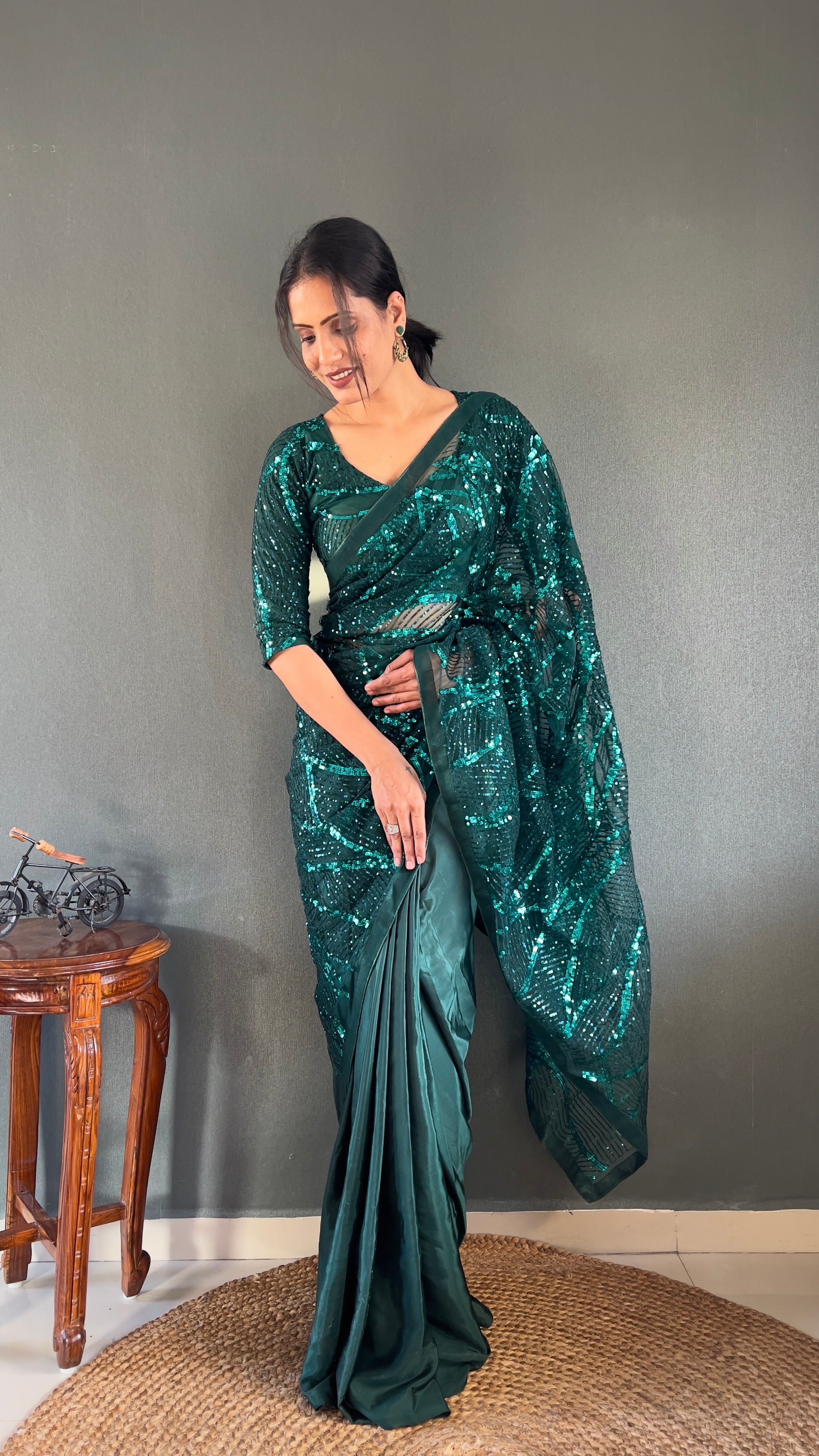 Half Half Pre Drape Saree