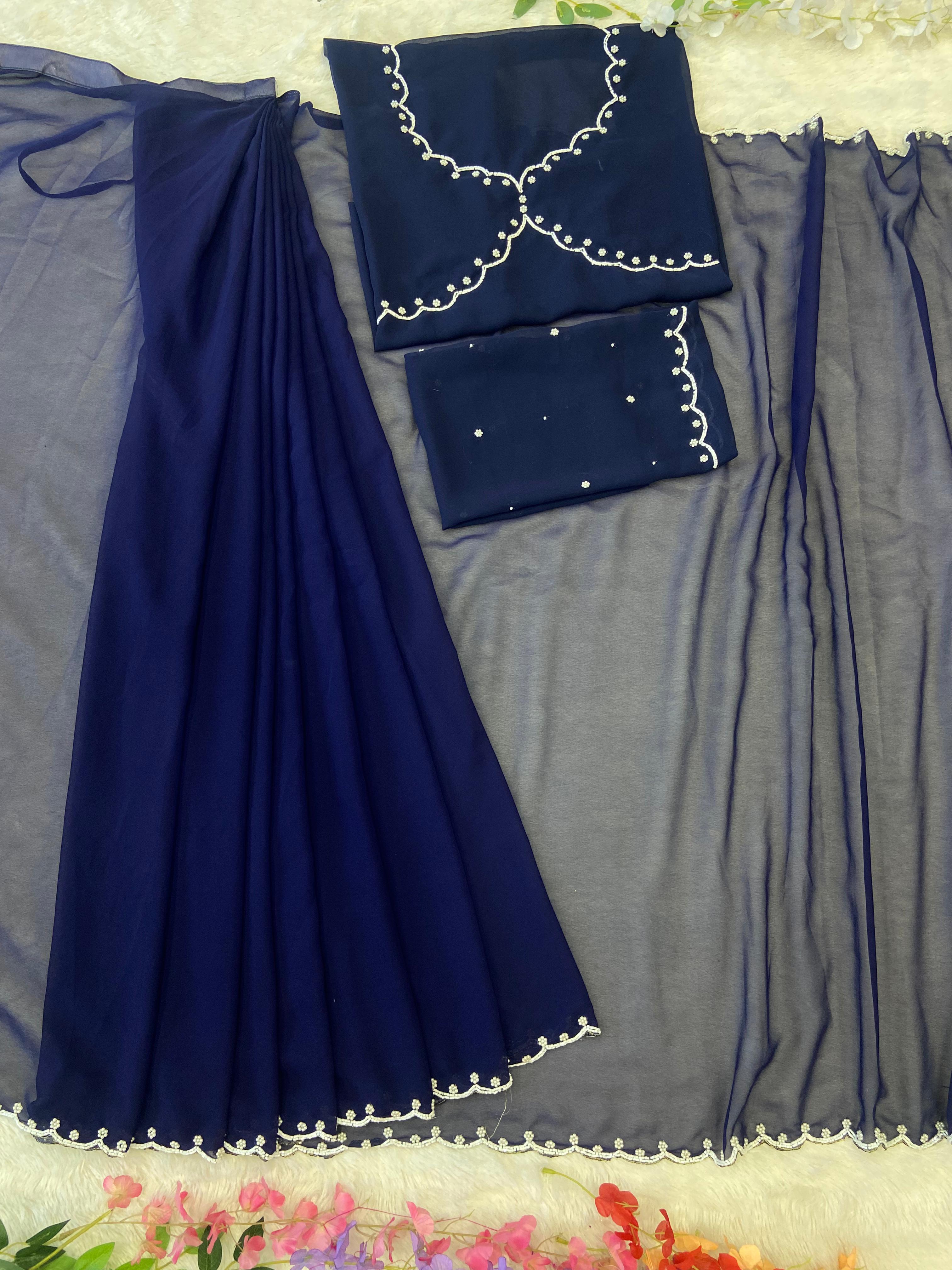 Pearl Work Saree