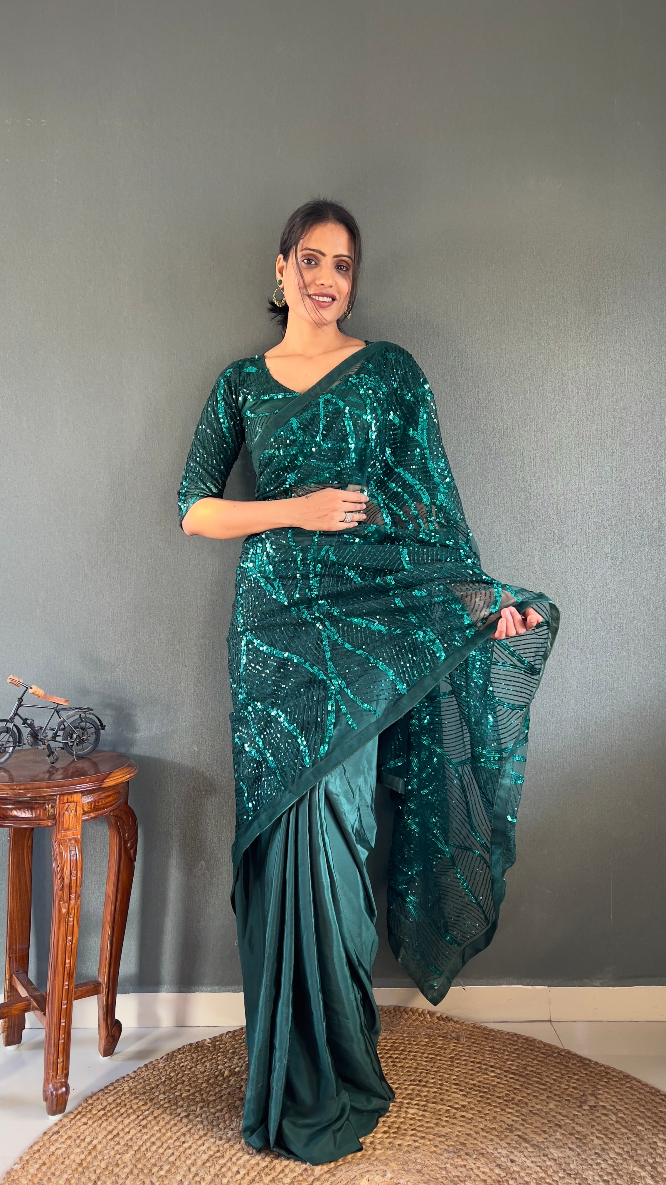 Half Half Pre Drape Saree