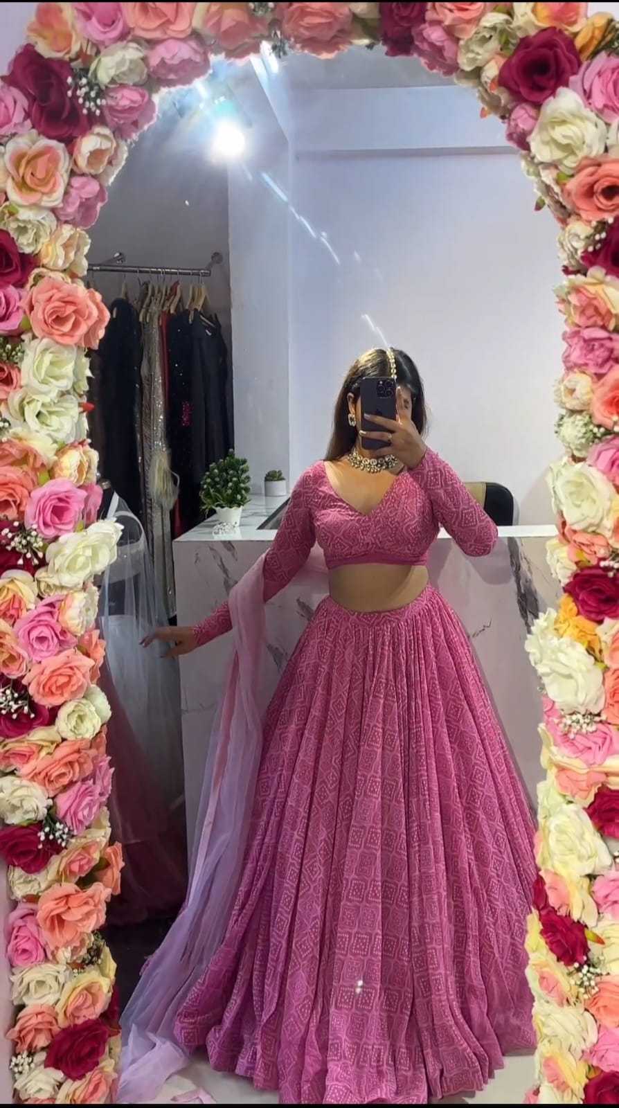 Pink Floral Lehenga