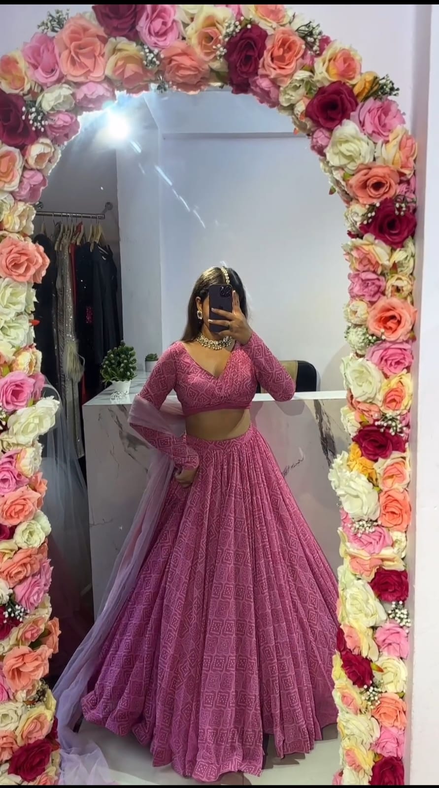 Pink Floral Lehenga