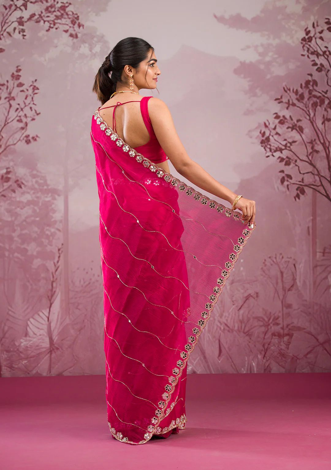 Real Mirror Work Sarees