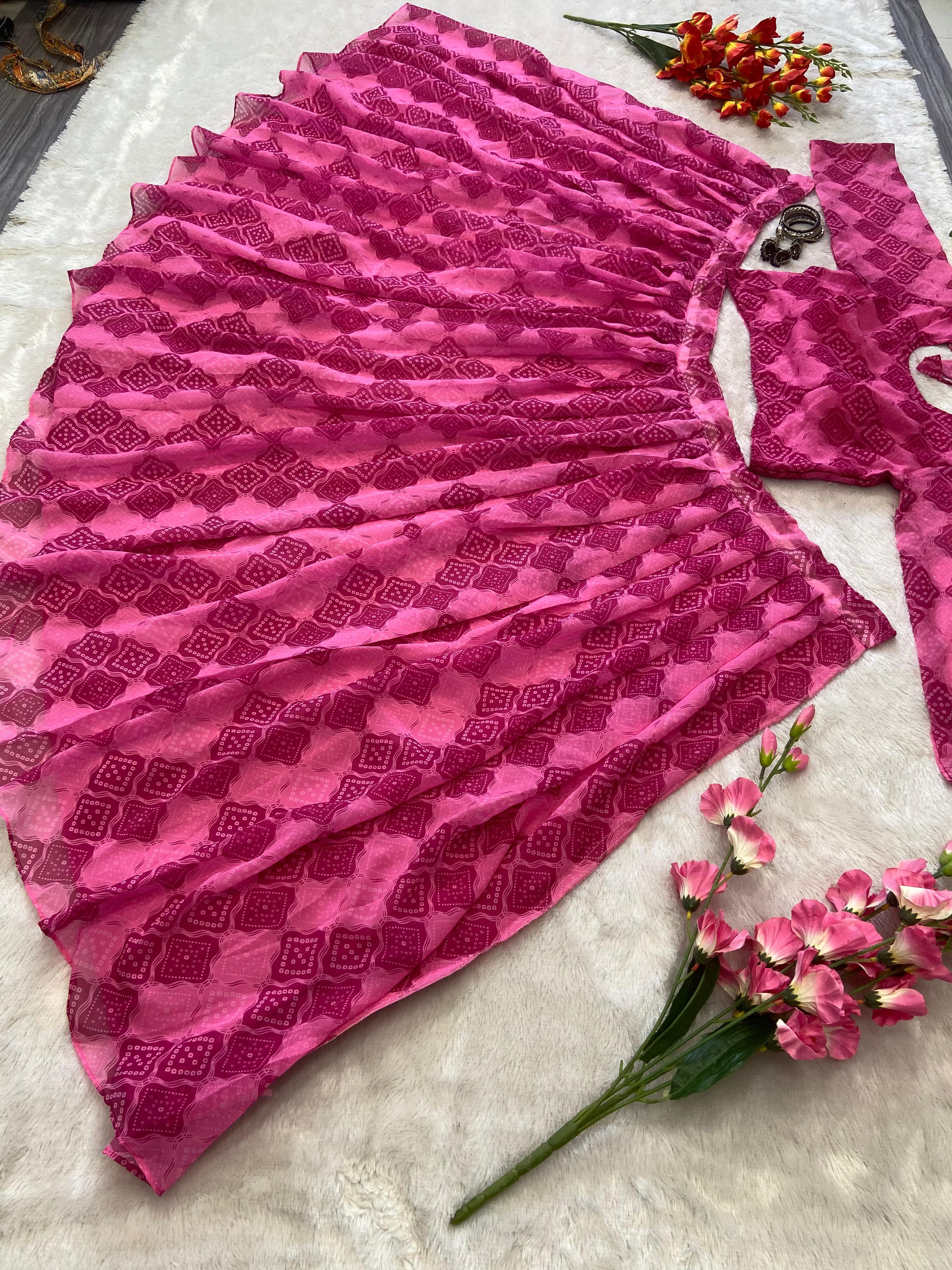 Pink Floral Lehenga