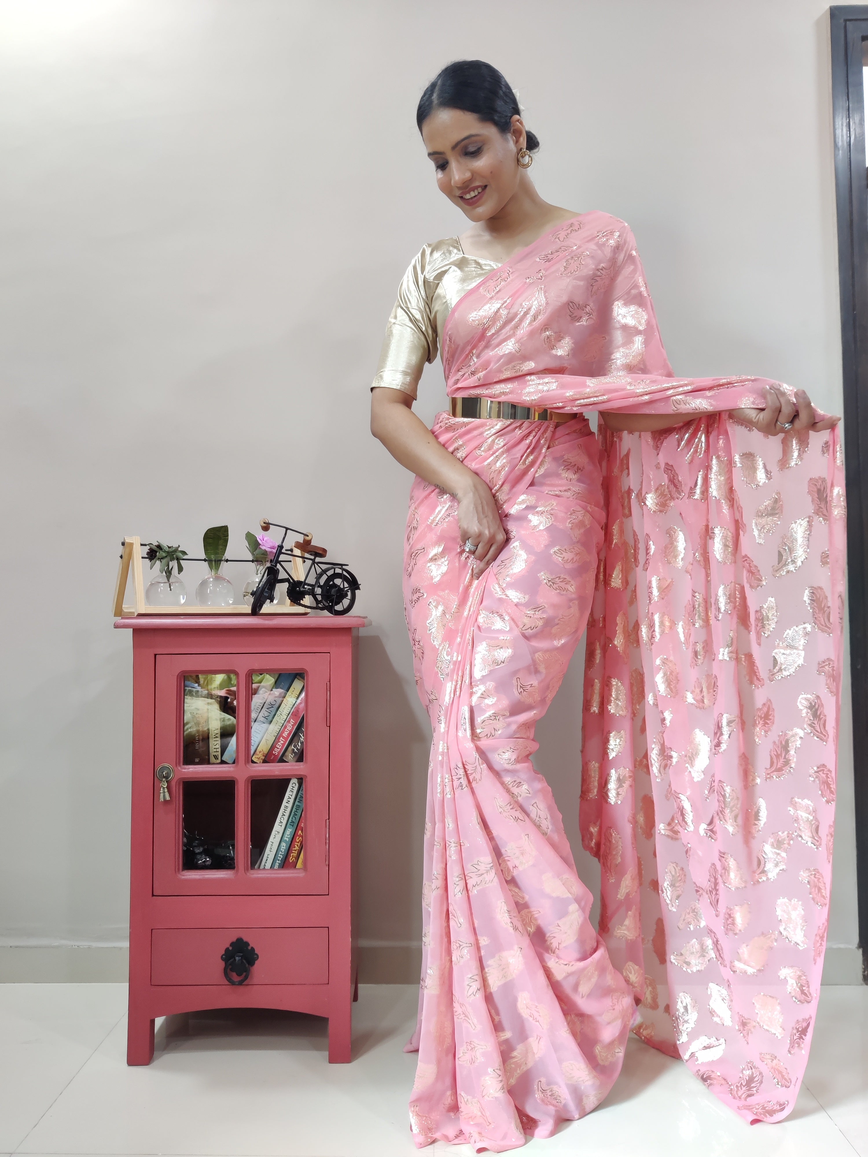 Whiscose Zari Weaving Work Ready To Wear Sarees