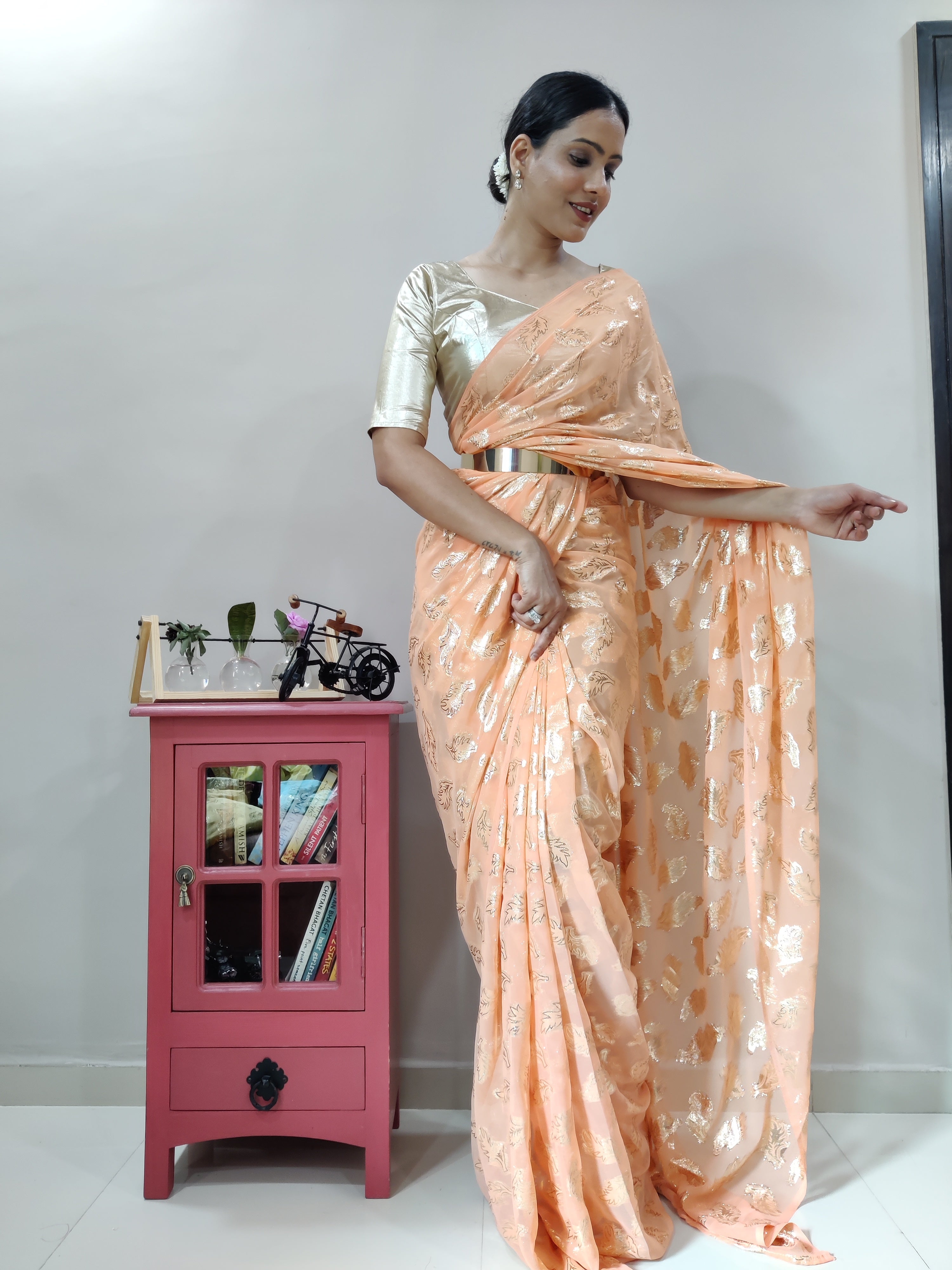 Whiscose Zari Weaving Work Ready To Wear Sarees