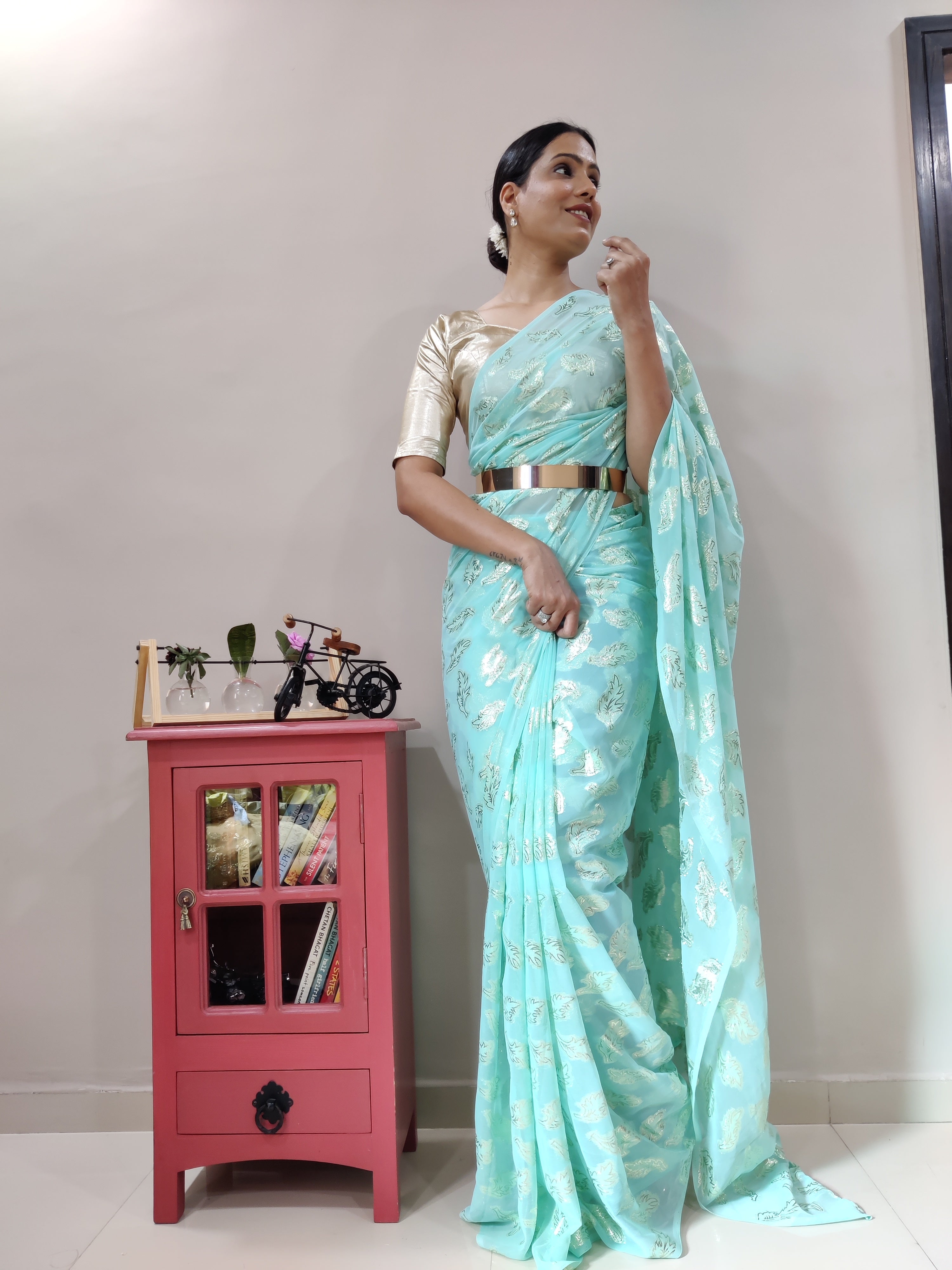 Whiscose Zari Weaving Work Ready To Wear Sarees