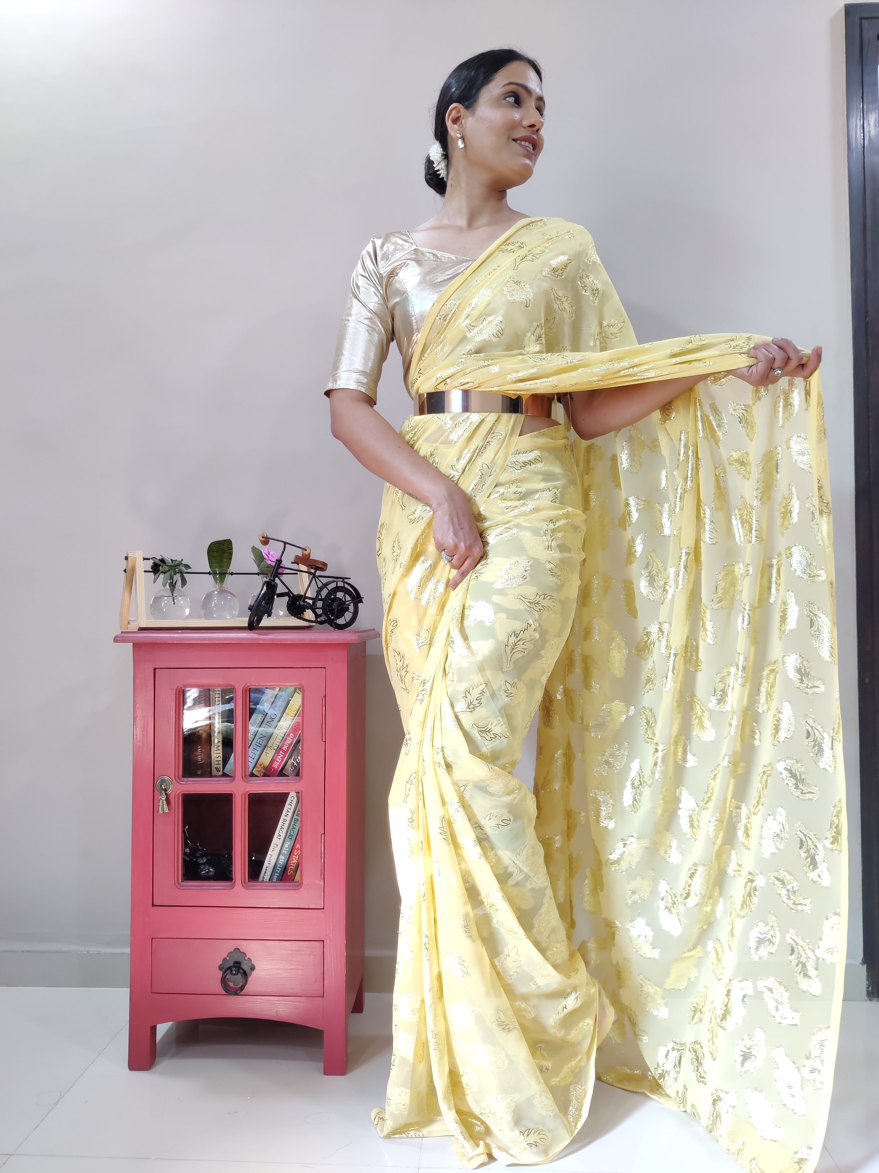 Whiscose Zari Weaving Work Ready To Wear Sarees