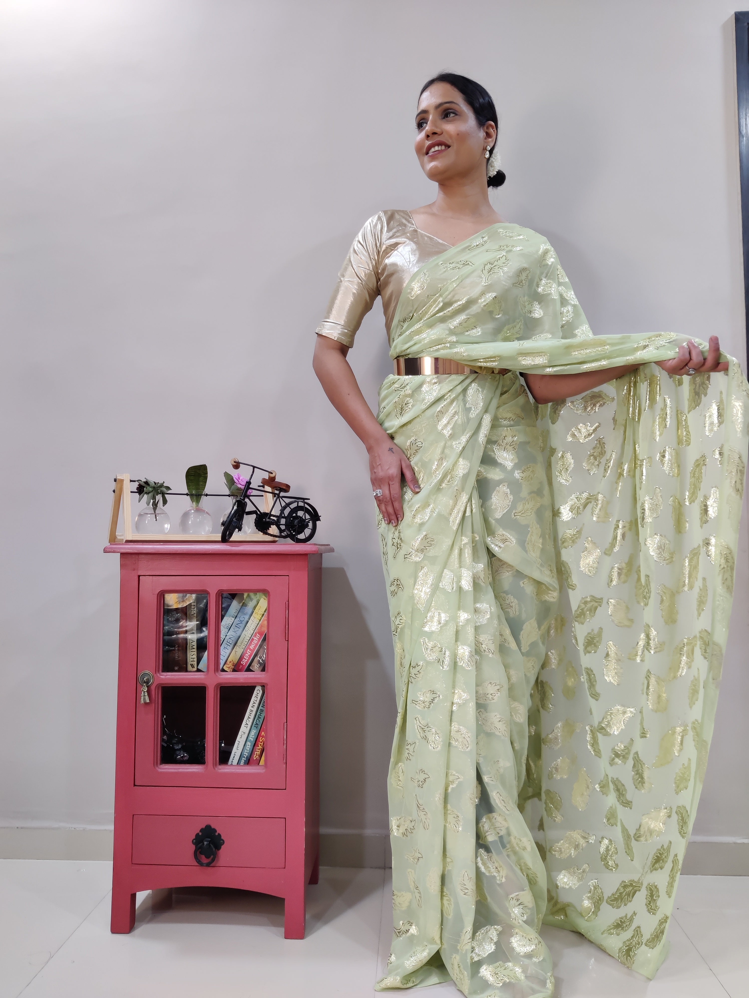 Whiscose Zari Weaving Work Ready To Wear Sarees